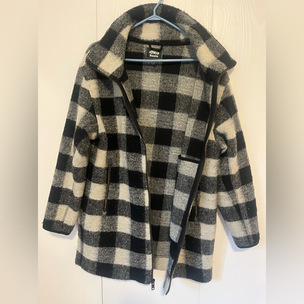 EUC | Roots | Buffalo Plaid Wool Blend Coat - Picture 10 of 13